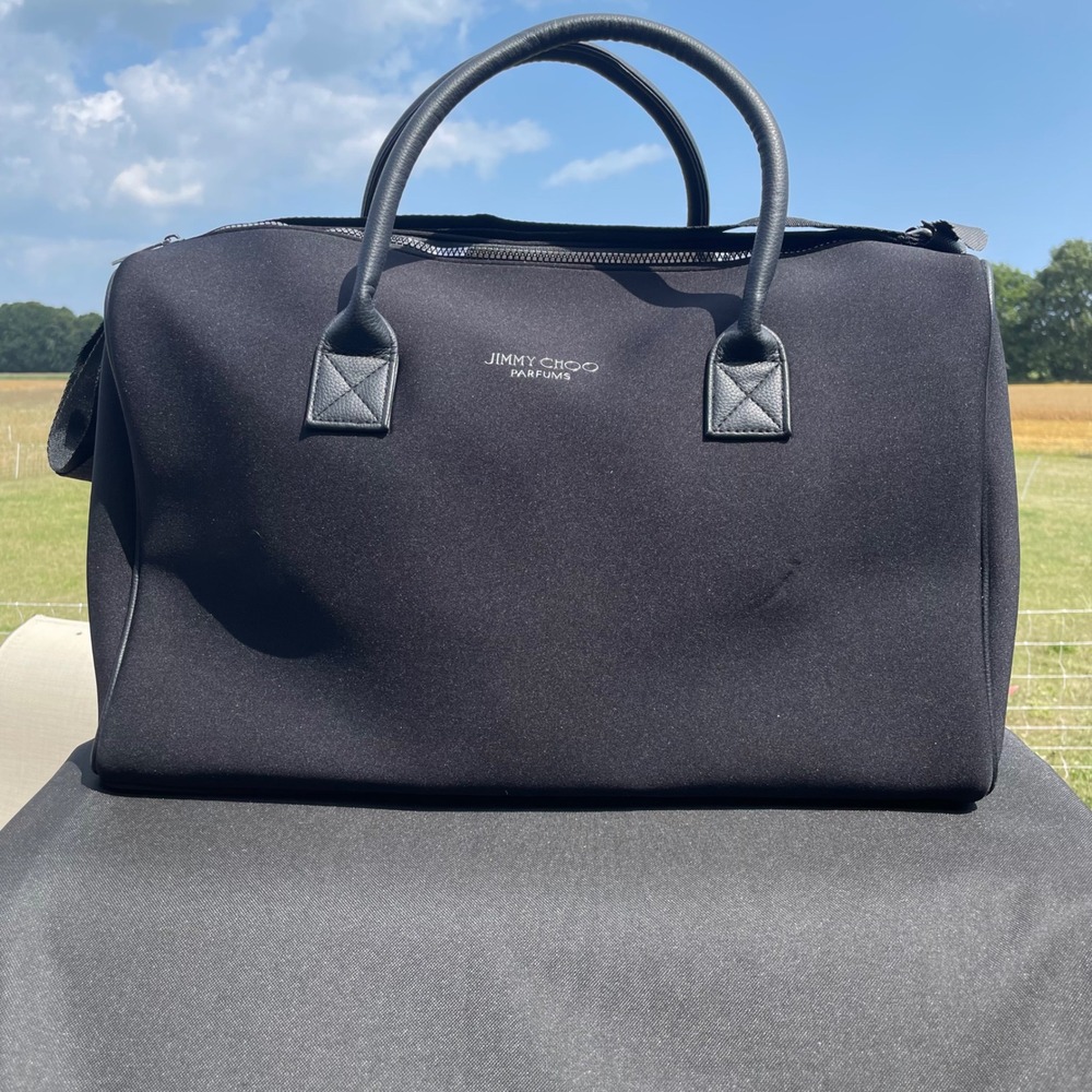 Jimmy Choo Parfums Tote Bag Black Neoprene Travel Weekend Gym Carry-On - Picture 5 of 16